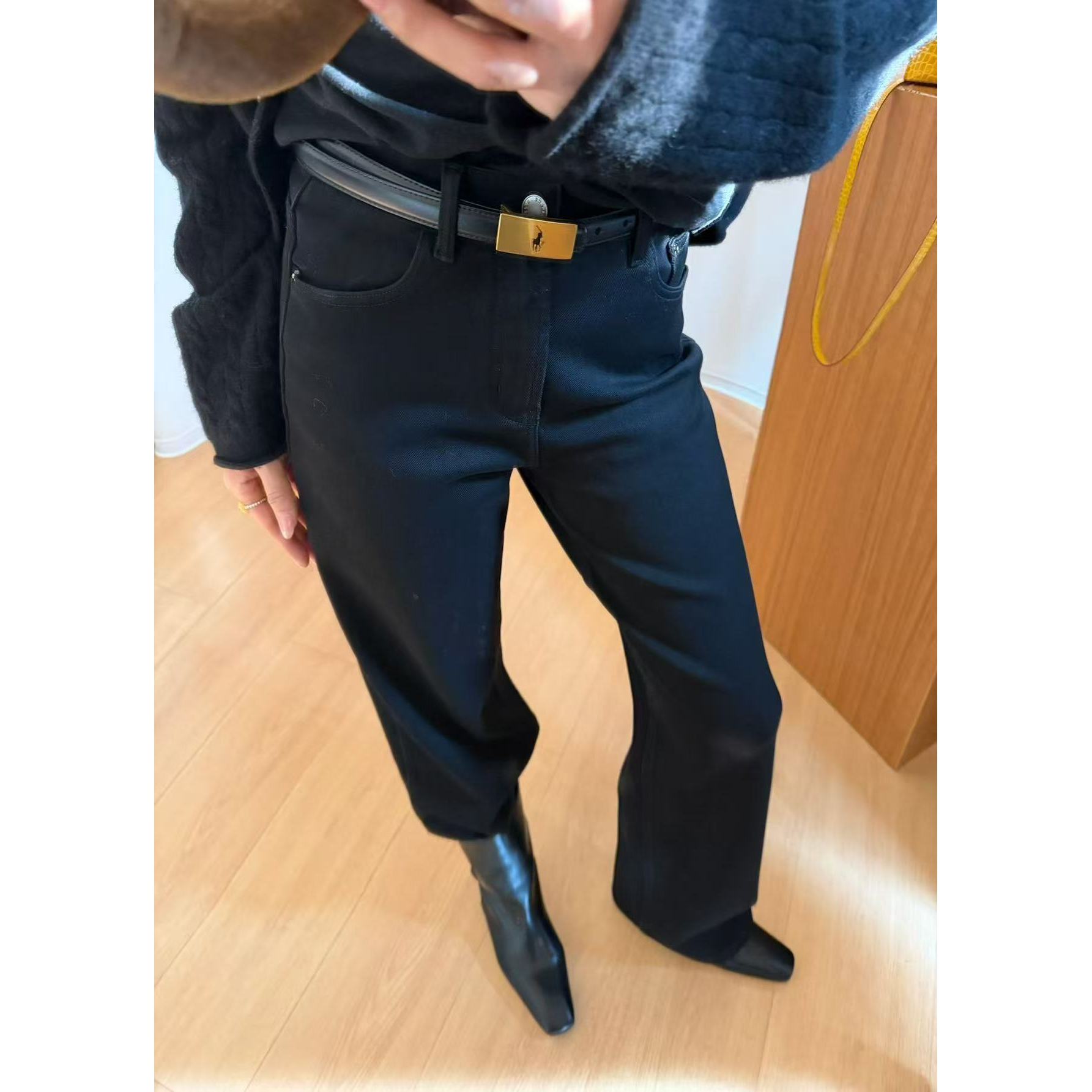 自制加绒黑牛牛仔裤26019（不带腰带）