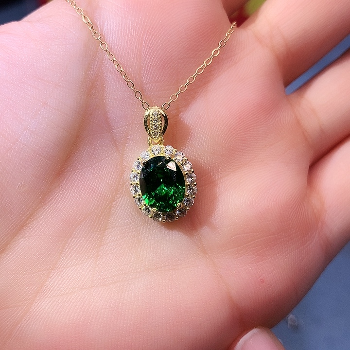 透辉石吊坠银S925镶嵌