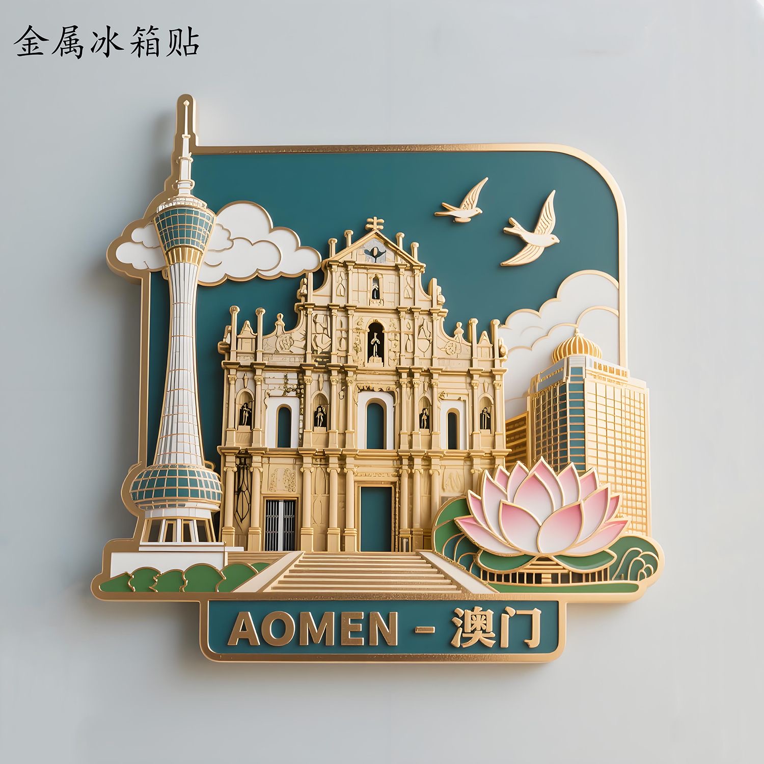 ［港澳台］磁吸大三巴澳门塔旅游景点纪念品冰箱贴磁吸文创冰箱贴