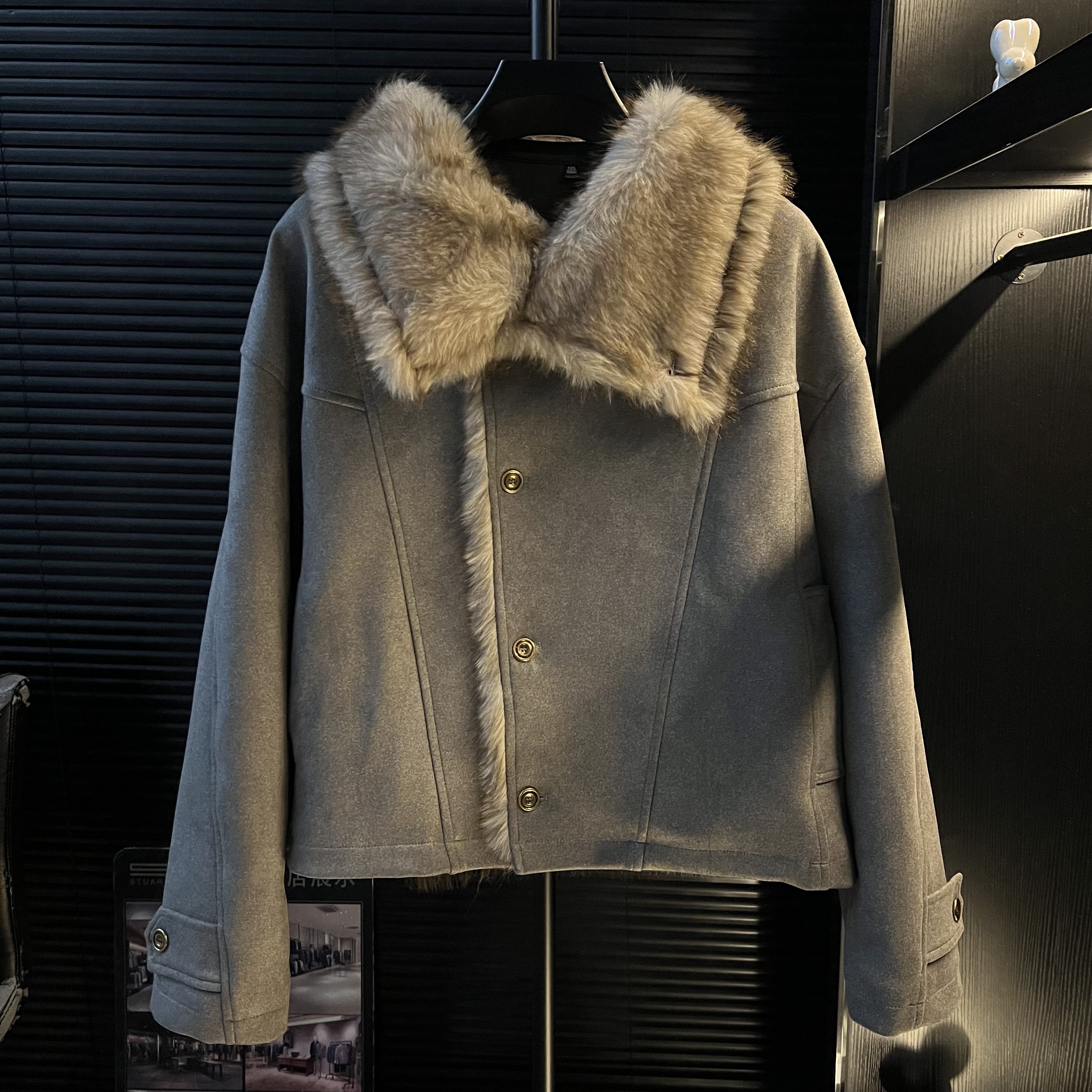 H-高级感座山外套冬季时尚休闲复古加厚夹克