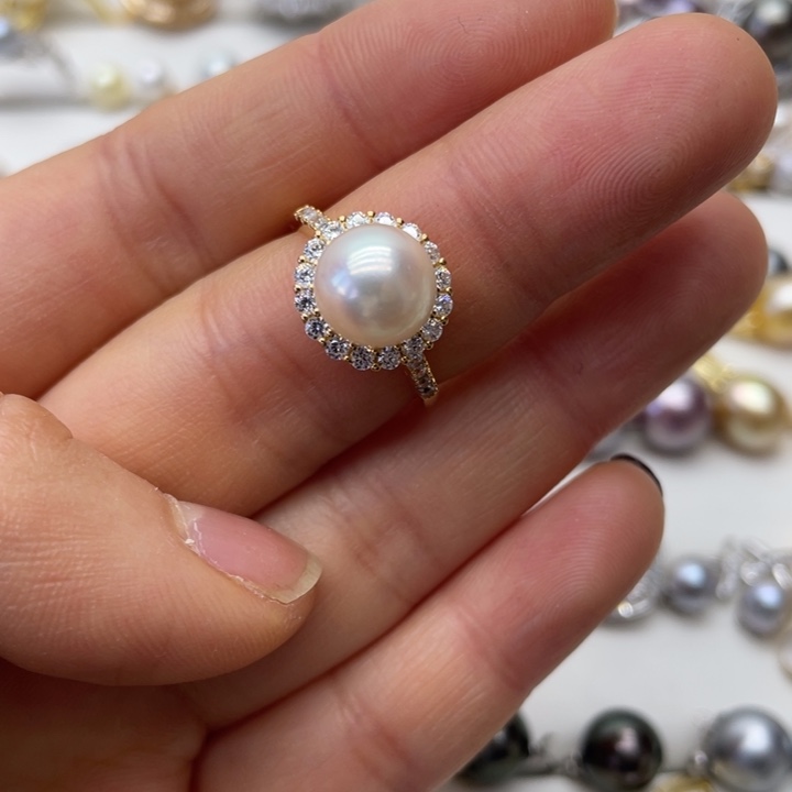 海水珍珠戒指银S925镶嵌