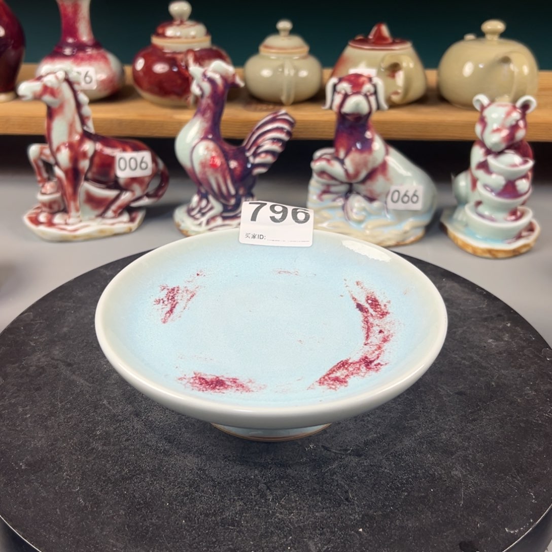 瓷片全品无暇高足壶承纯手工