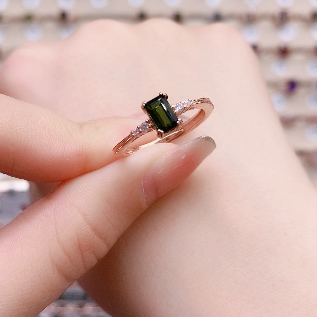 碧玺戒指银S925镶嵌戒指