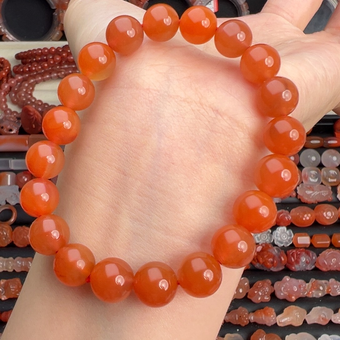 南红玛瑙未镶嵌颈饰川料冰橘单圈卡9+