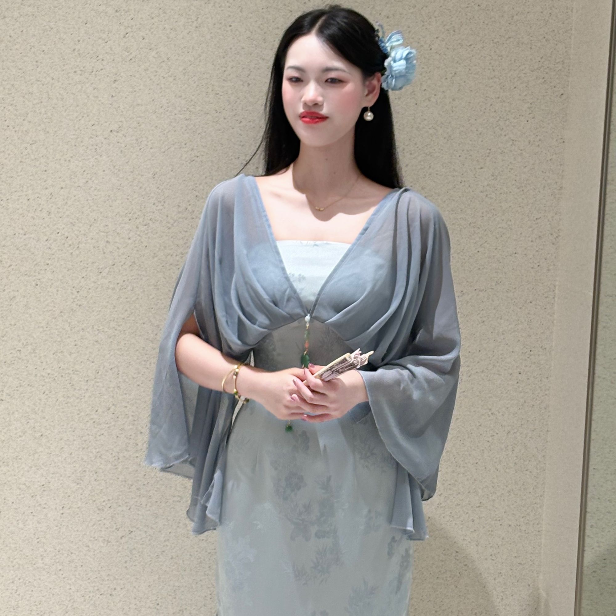 LHMknk1画报夫人原创自制国风新中式夏季显瘦仙女裙 蓝波仙子