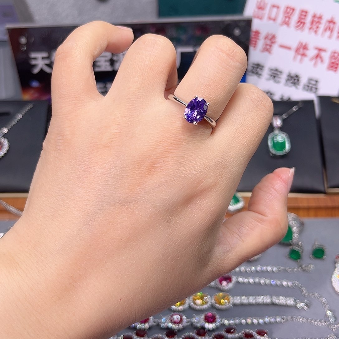 蓝宝石戒指银S925镶嵌n 7