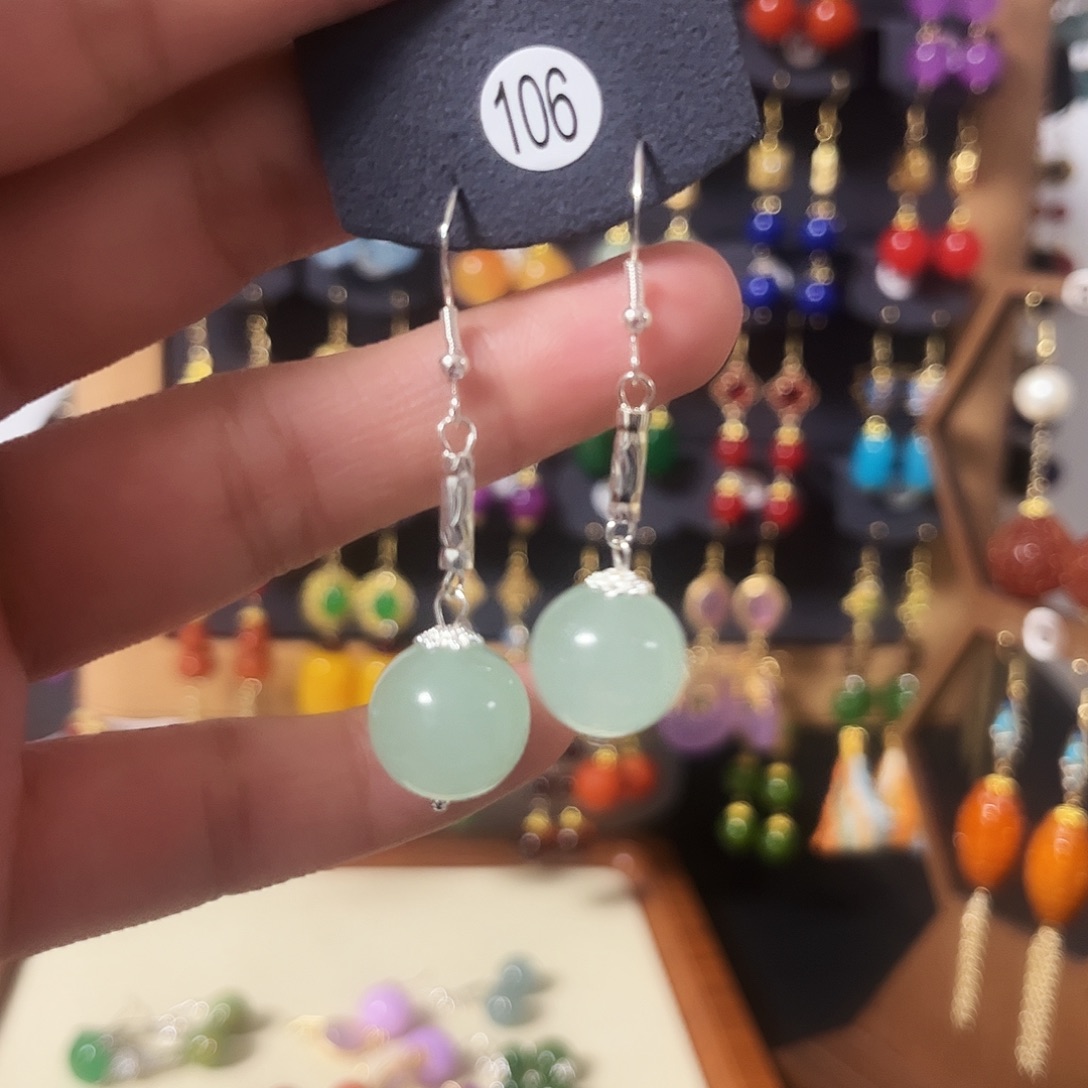 锆石纯铜925银耳饰