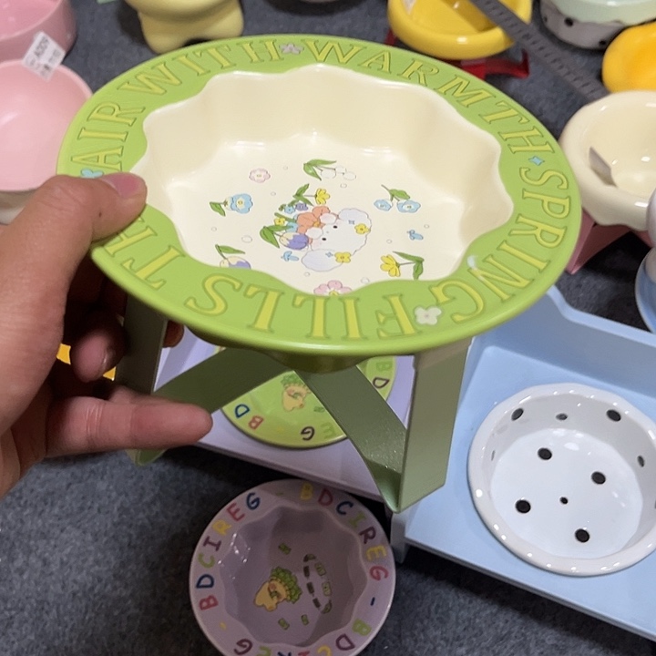 陶陶瓷花边碗带架子