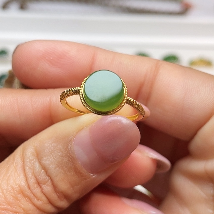 和田玉（碧玉）银S925镶嵌戒指