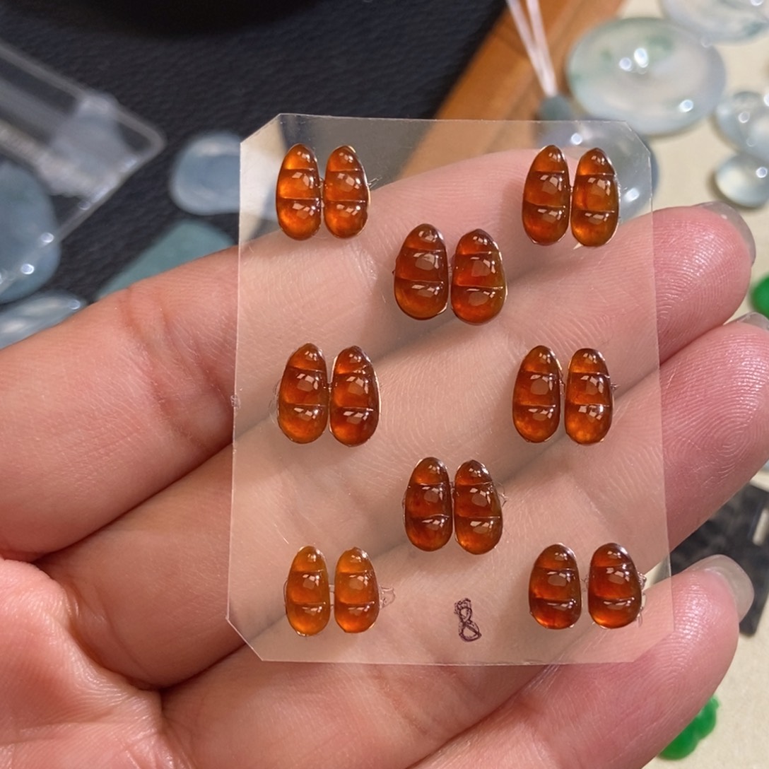 未镶嵌定制翡翠翡翠豆子一对多样性发货