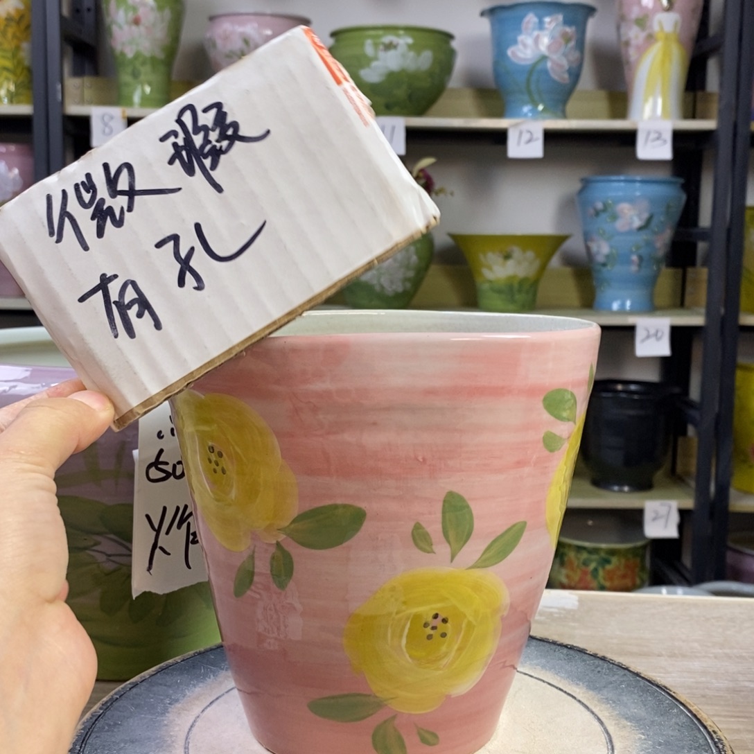 景德镇手工手绘陶瓷花盆