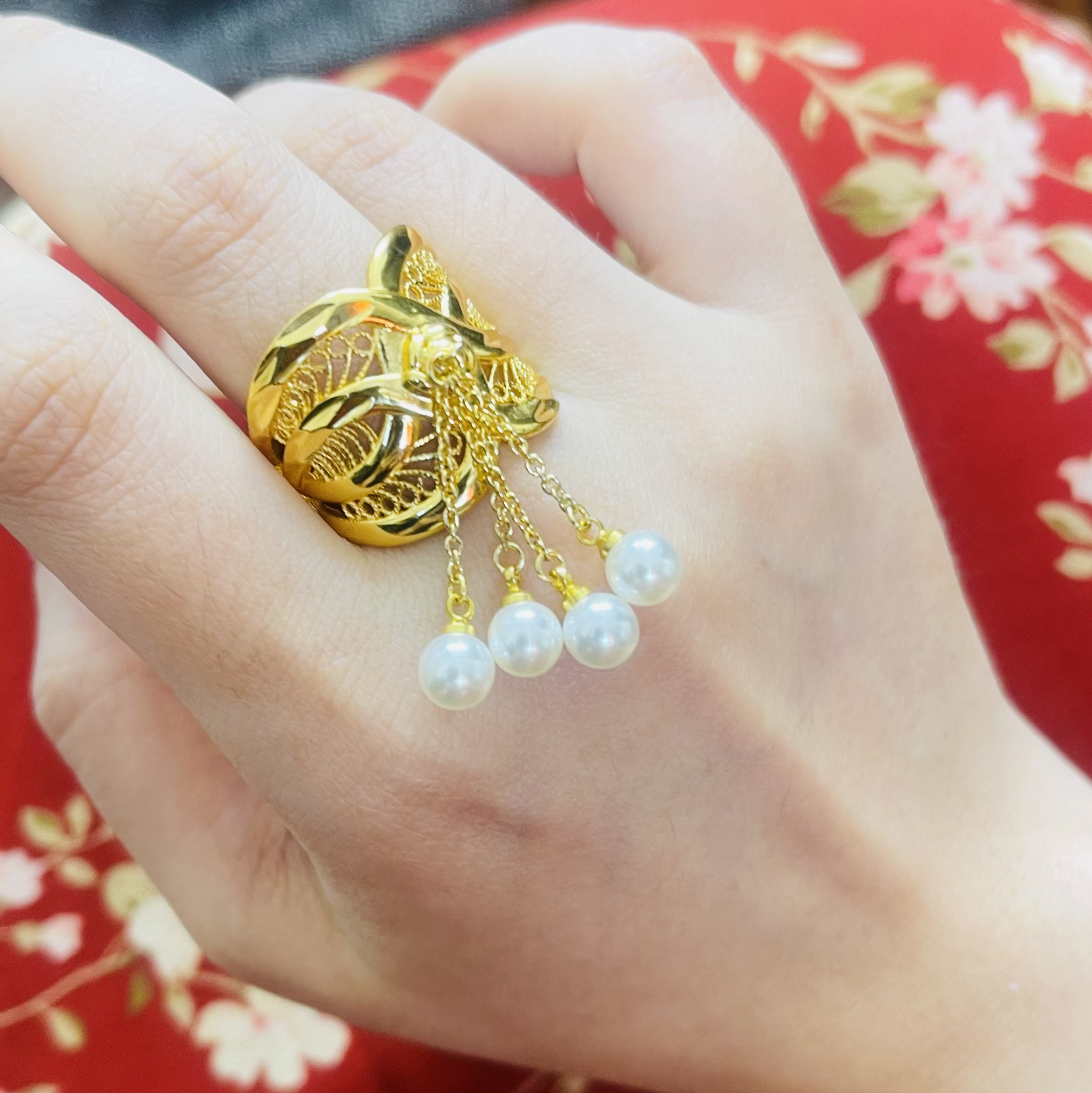 铜合金项链 迪拜金色珍珠款戒指