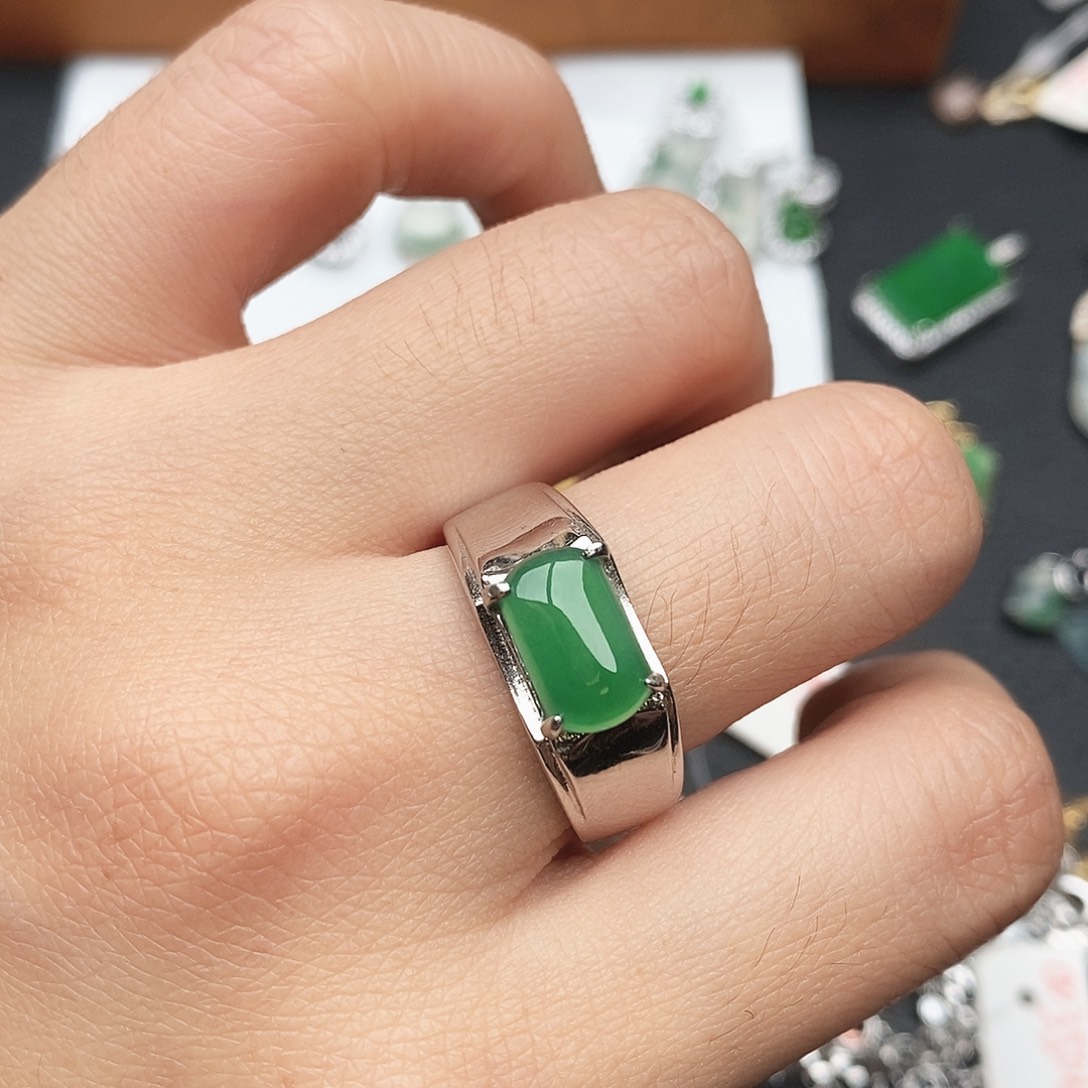 翡翠银S925镶嵌戒指