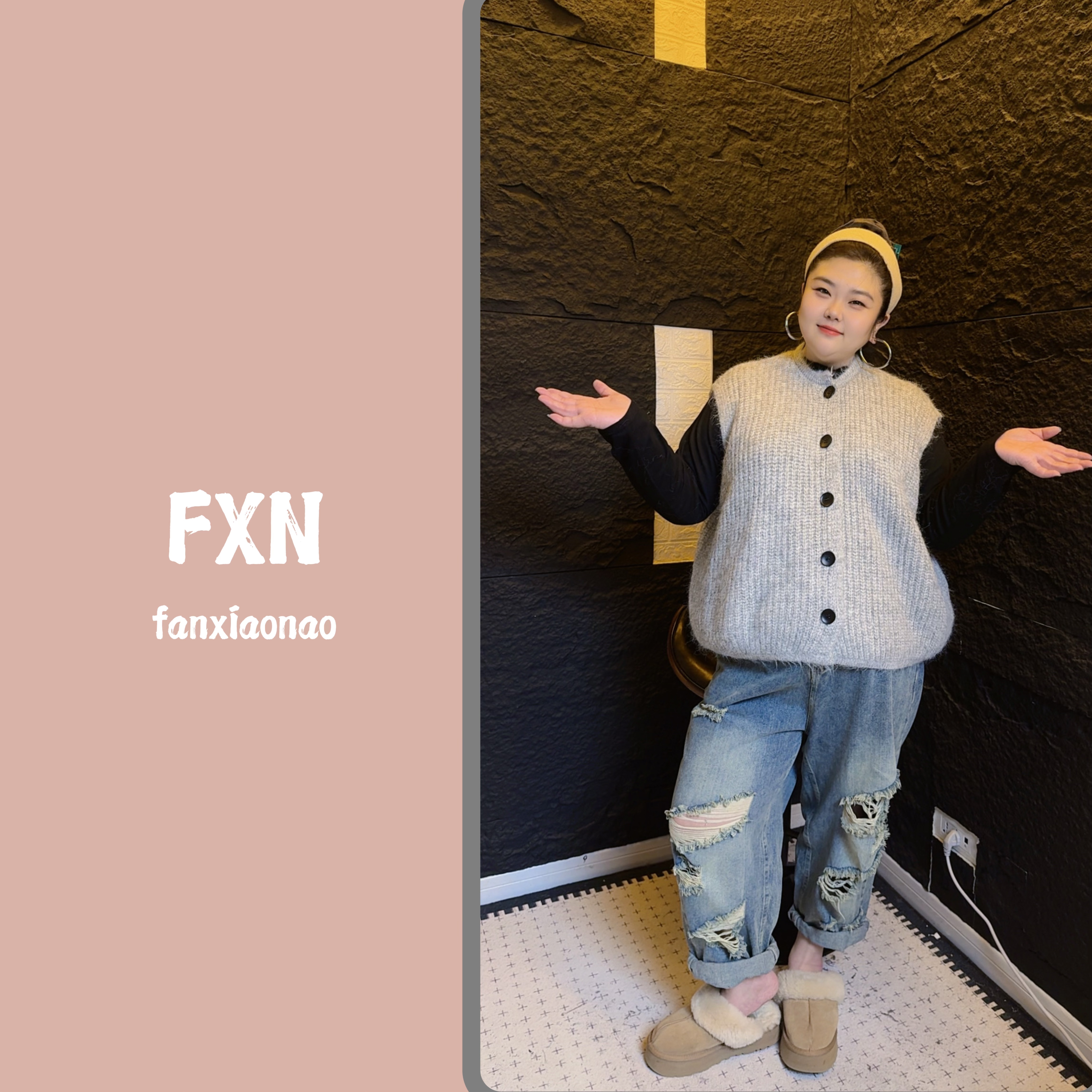 【FXN】韩系大纽扣宽松针织马夹
