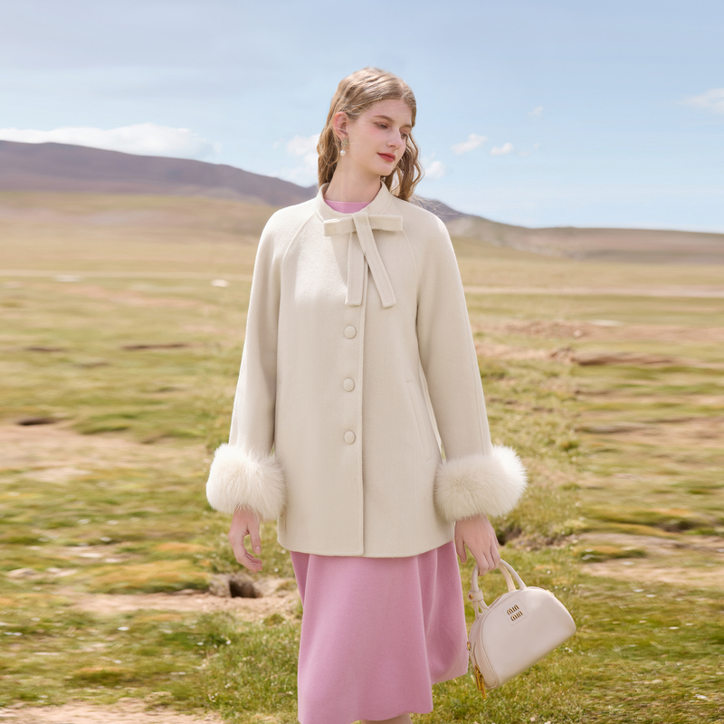 秋水伊人甜美千金毛呢大衣2025冬装新款双面呢外套624410A120038