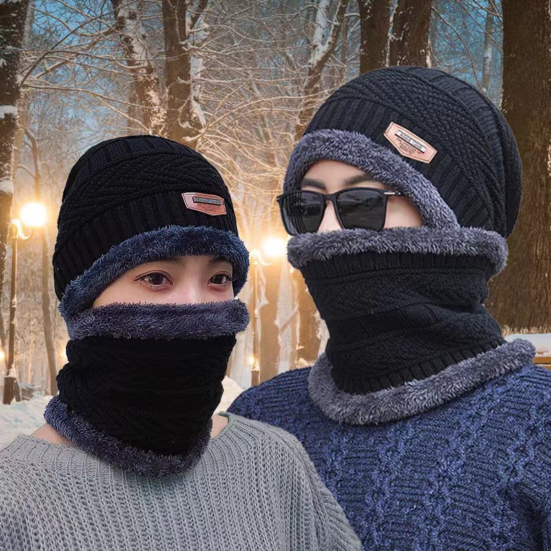 【男女同款】秋冬加绒针织帽户外骑行滑雪防风保暖帽冬季高弹包头帽