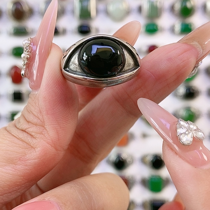 银S925镶嵌戒指玛瑙/玉髓