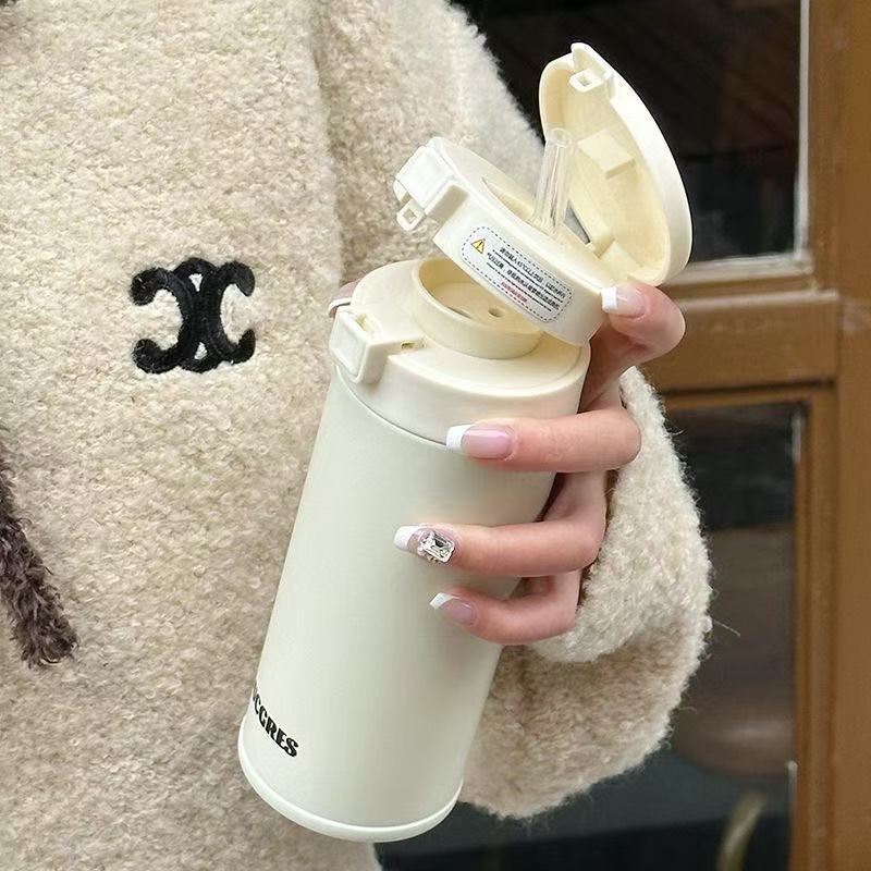 保温水杯高颜值ins学生党吸管杯子陶瓷覆层保温杯女生外带随手杯