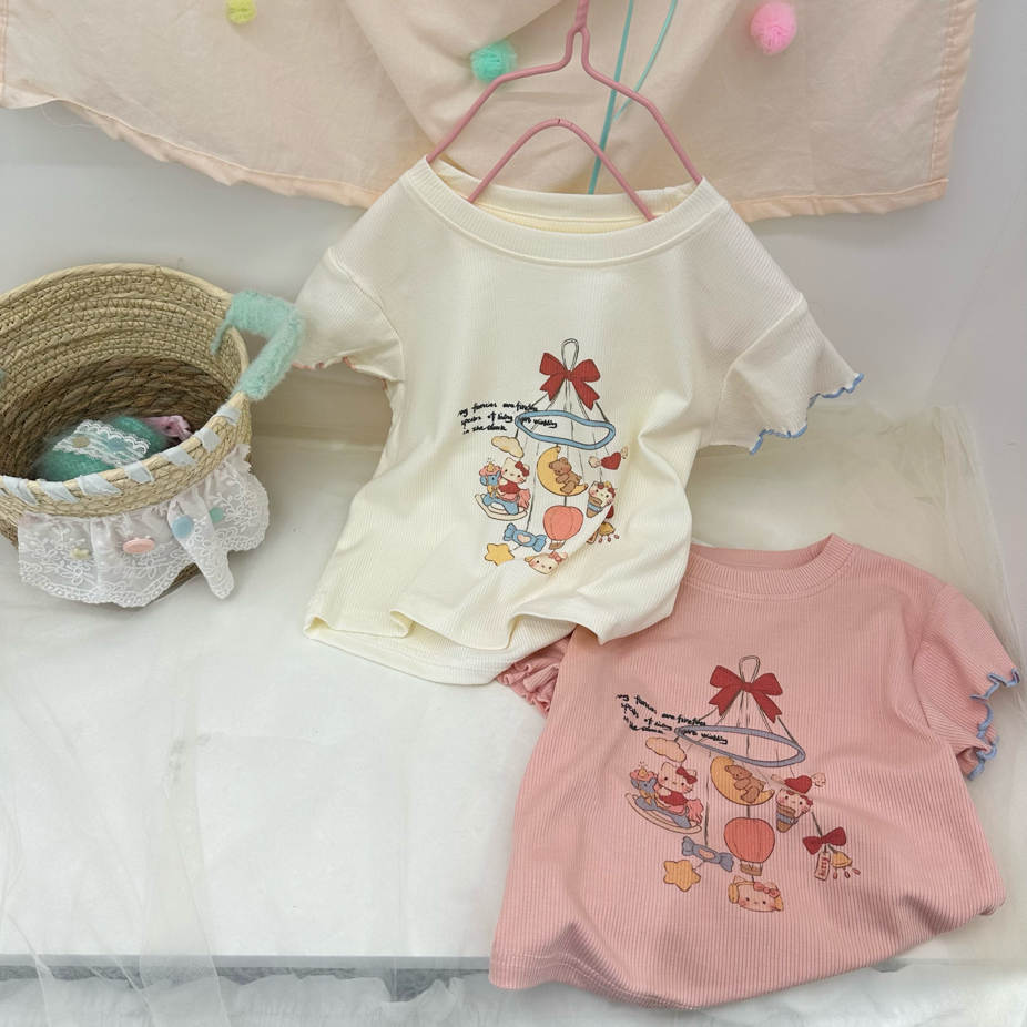 萌希·25夏~kt猫蝴蝶结T恤6005（米色）