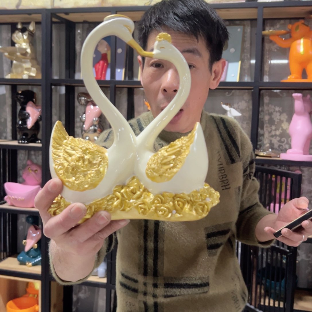 陶红陶红陶红陶陶红陶微瑕金色小号天鹅