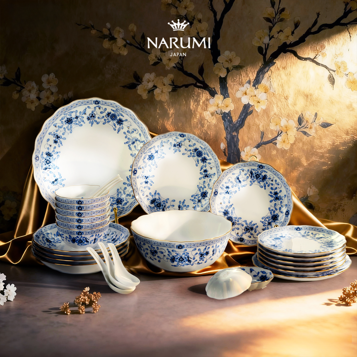 NARUMI日本/鸣海Milano 6人份中餐套(28头)骨瓷/釉中彩9682-52752