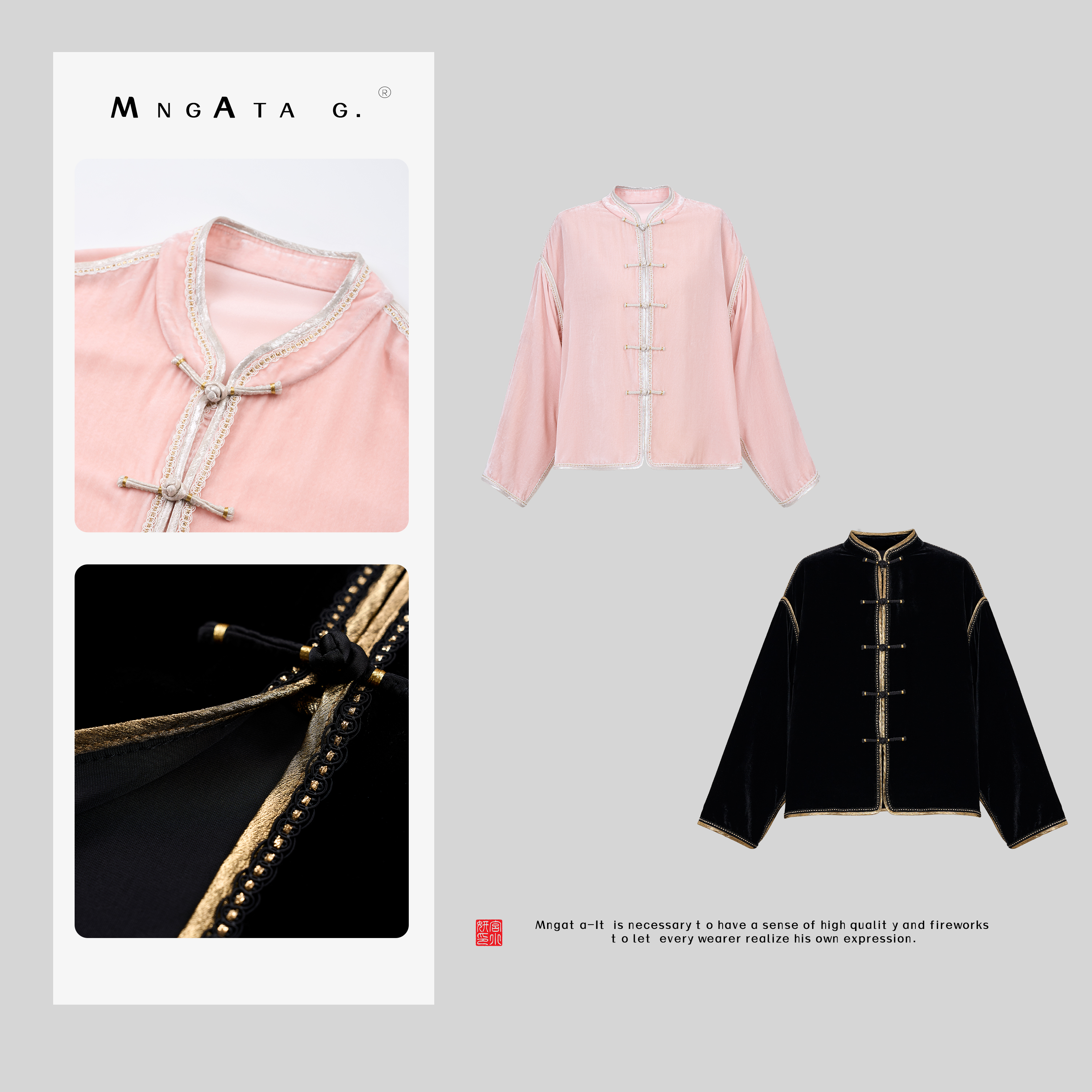 MNGATA G.宫小妍【念奴娇】真丝丝绒早秋新中式中国风外套4120728