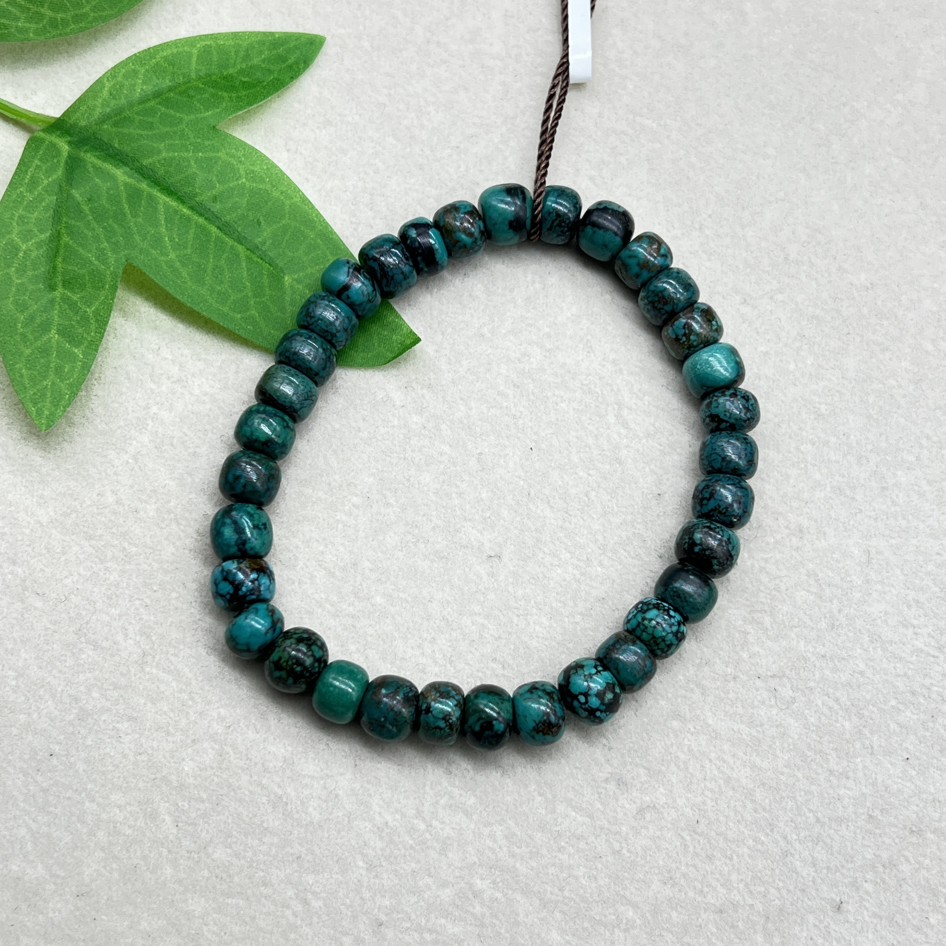 【绿松石】LS70061  民国   绿松石  老型剁珠 素手串