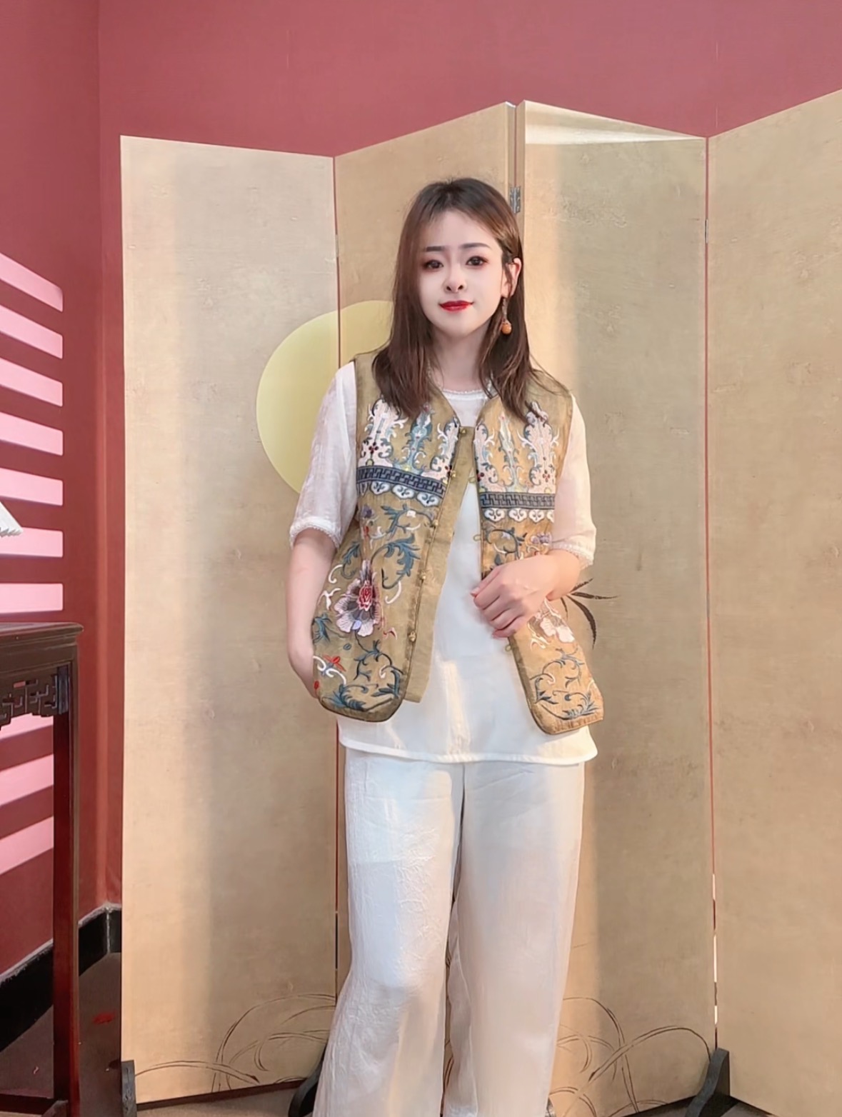 云锦【气质温婉】2025春夏新款马甲国风时尚休闲气质复古中式