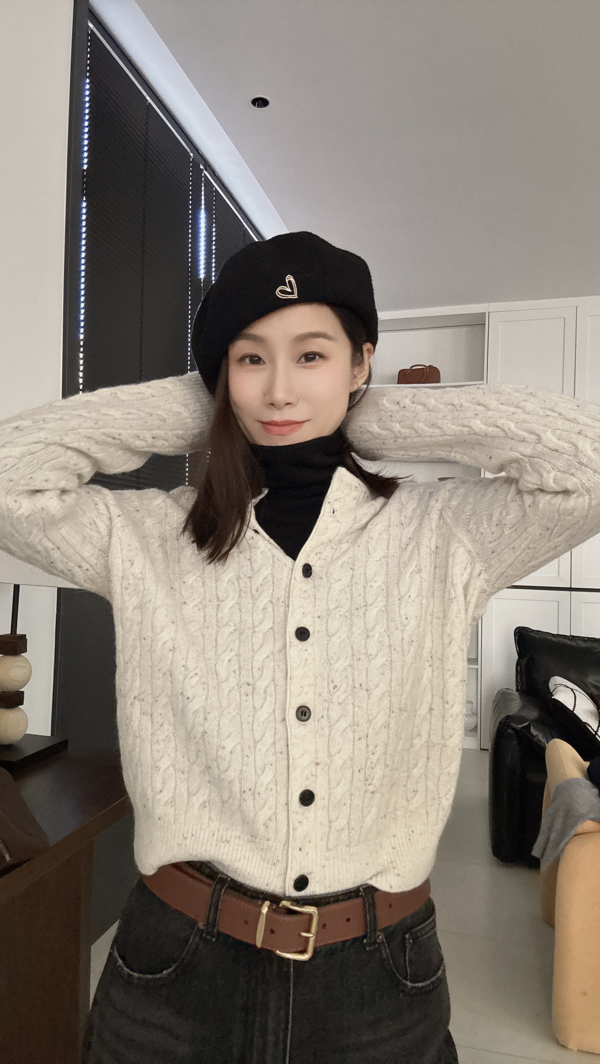 【丽姐女装】绵羊毛彩点纱｜专属花纱 软糯光泽温柔气质开衫M0385