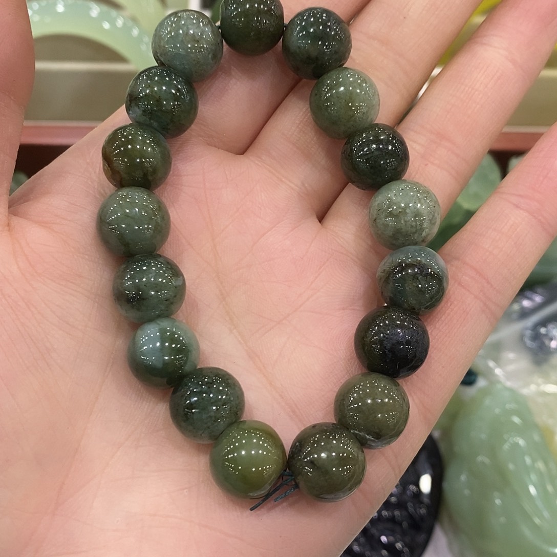 蛇纹石玉合金手链