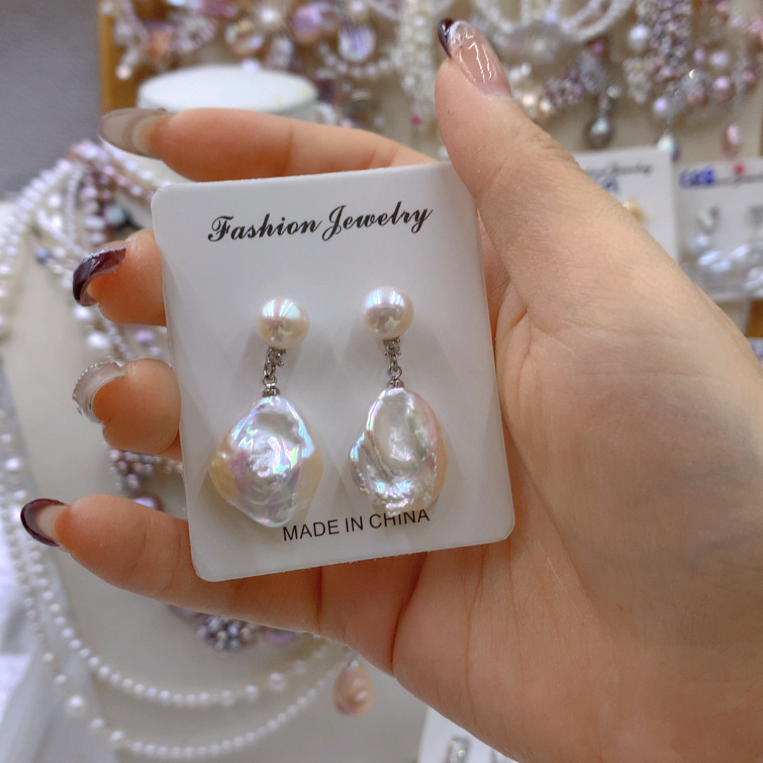 淡水珍珠耳饰银S925镶嵌