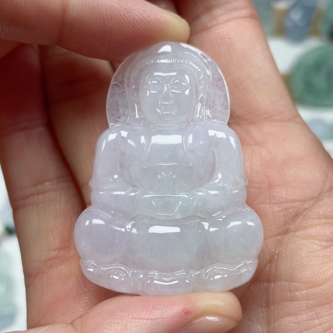 翡翠颈饰未镶嵌天然缅甸翡翠A货观音25号