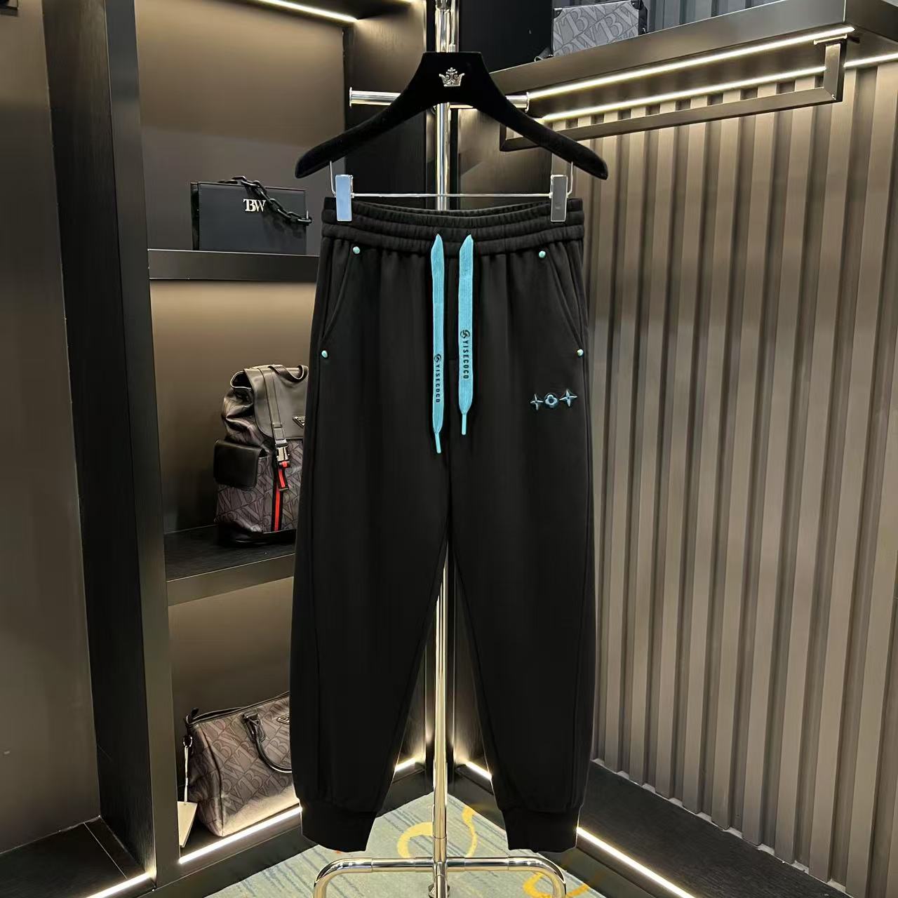 【阿诺专属】春夏新款百搭松紧抽绳休闲卫裤25033