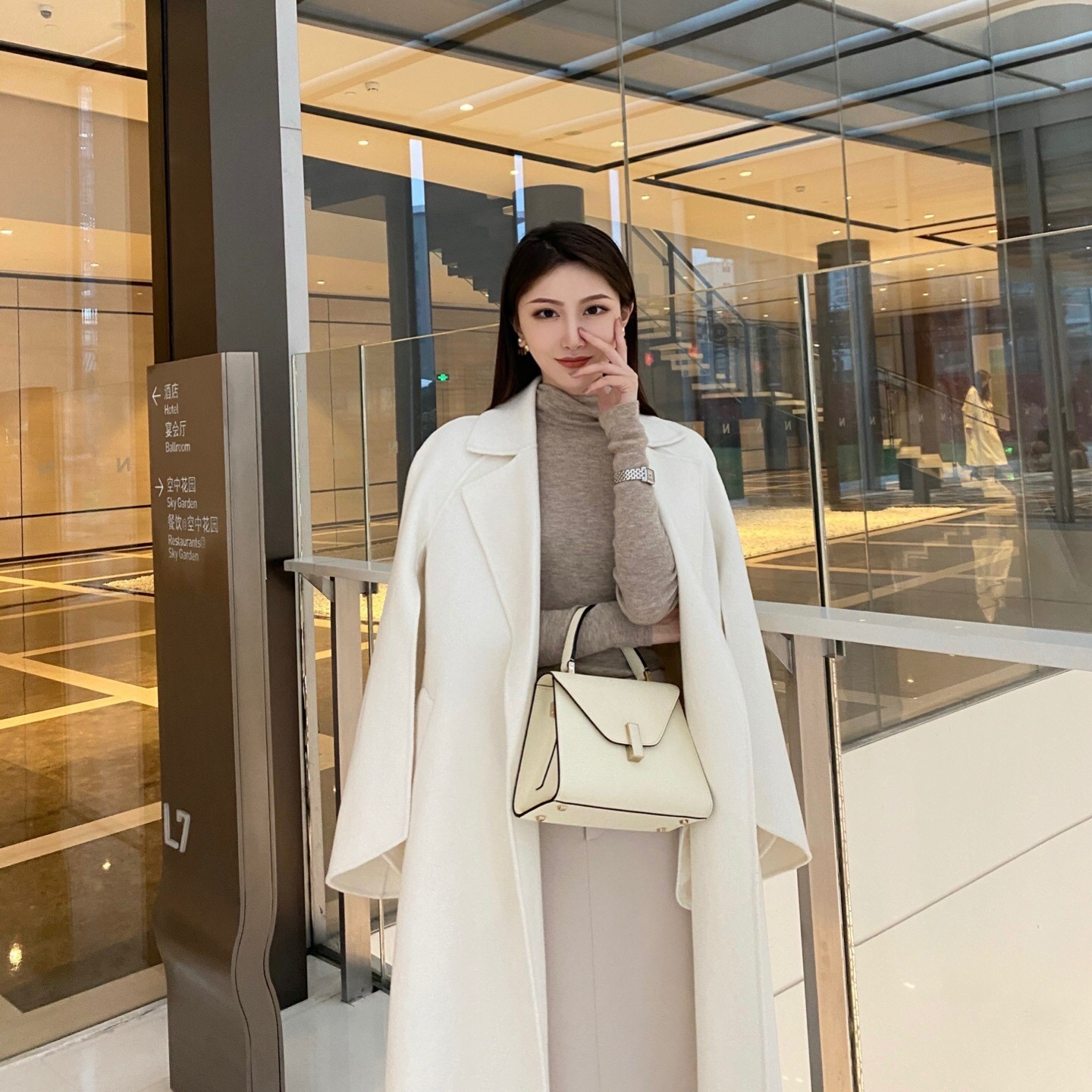 RACHEL自制云白斗篷羊毛大衣外套中长款呢大衣秋冬双面呢气质呢子