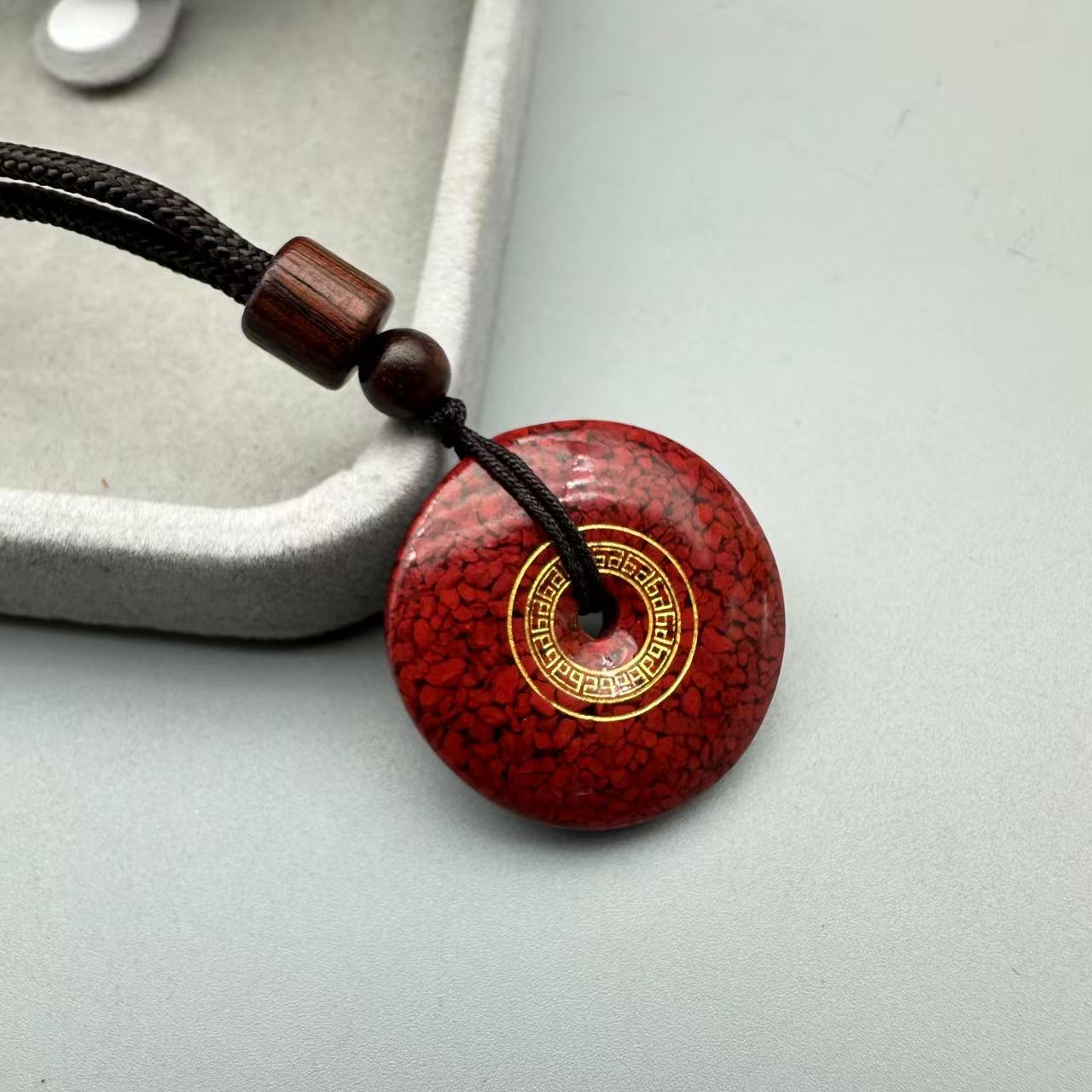 含辰砂工艺品JT182-晶体砂小号平安扣直径29.3mn