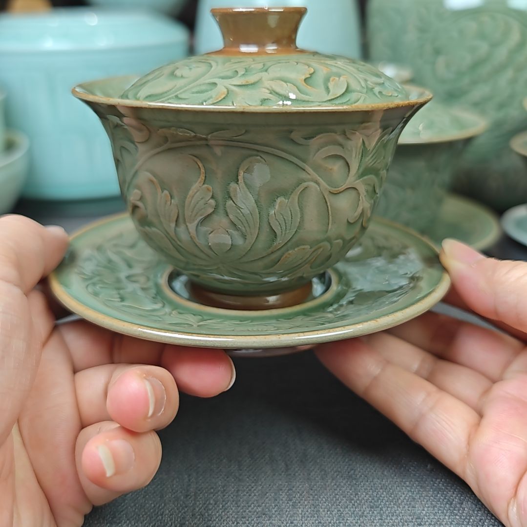 孟红娟老师全手工三才盖碗微瑕