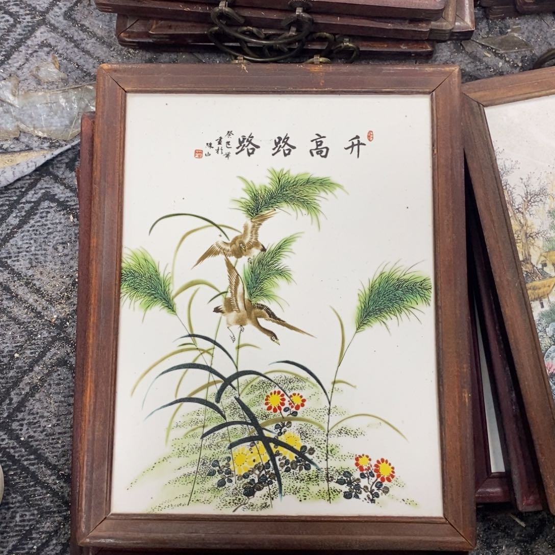 瓷片37*28 景德镇瓷板画柴窑烧制