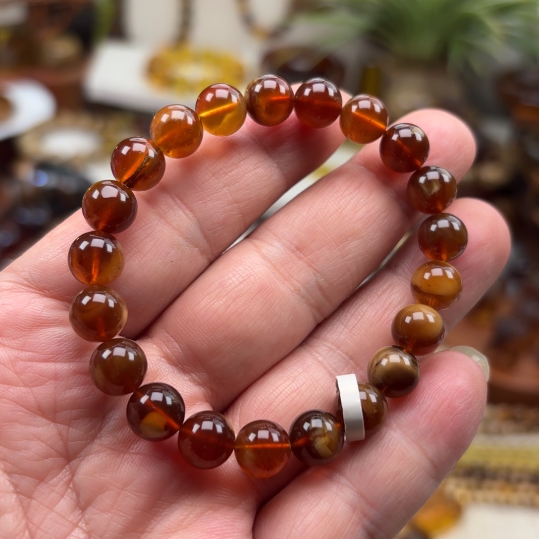 琥珀未镶嵌手链根腊溶洞妖花卡9