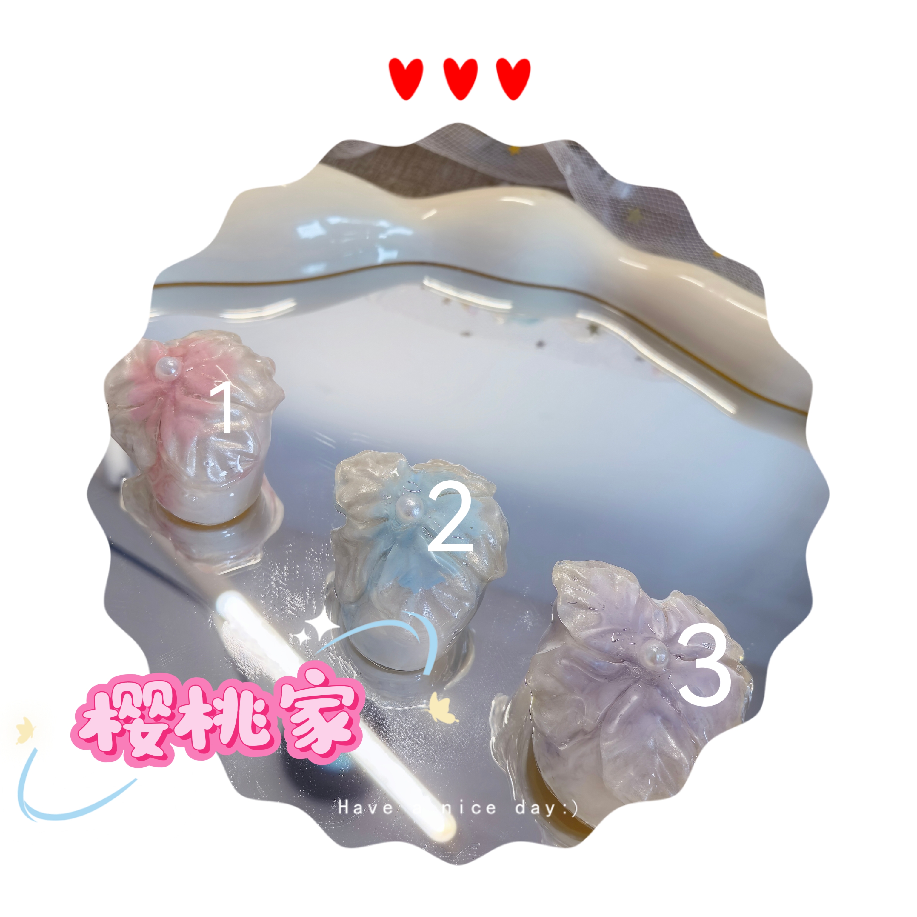 （特）寄居蟹壳壳1.74口径蓝色（已封口）蓝色冰花加两颗小豆丁