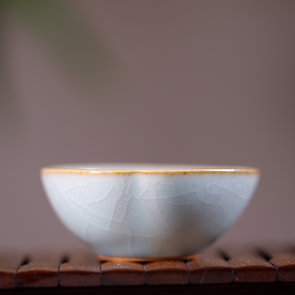 晓芳窑-天青小菱四方单杯 50ml