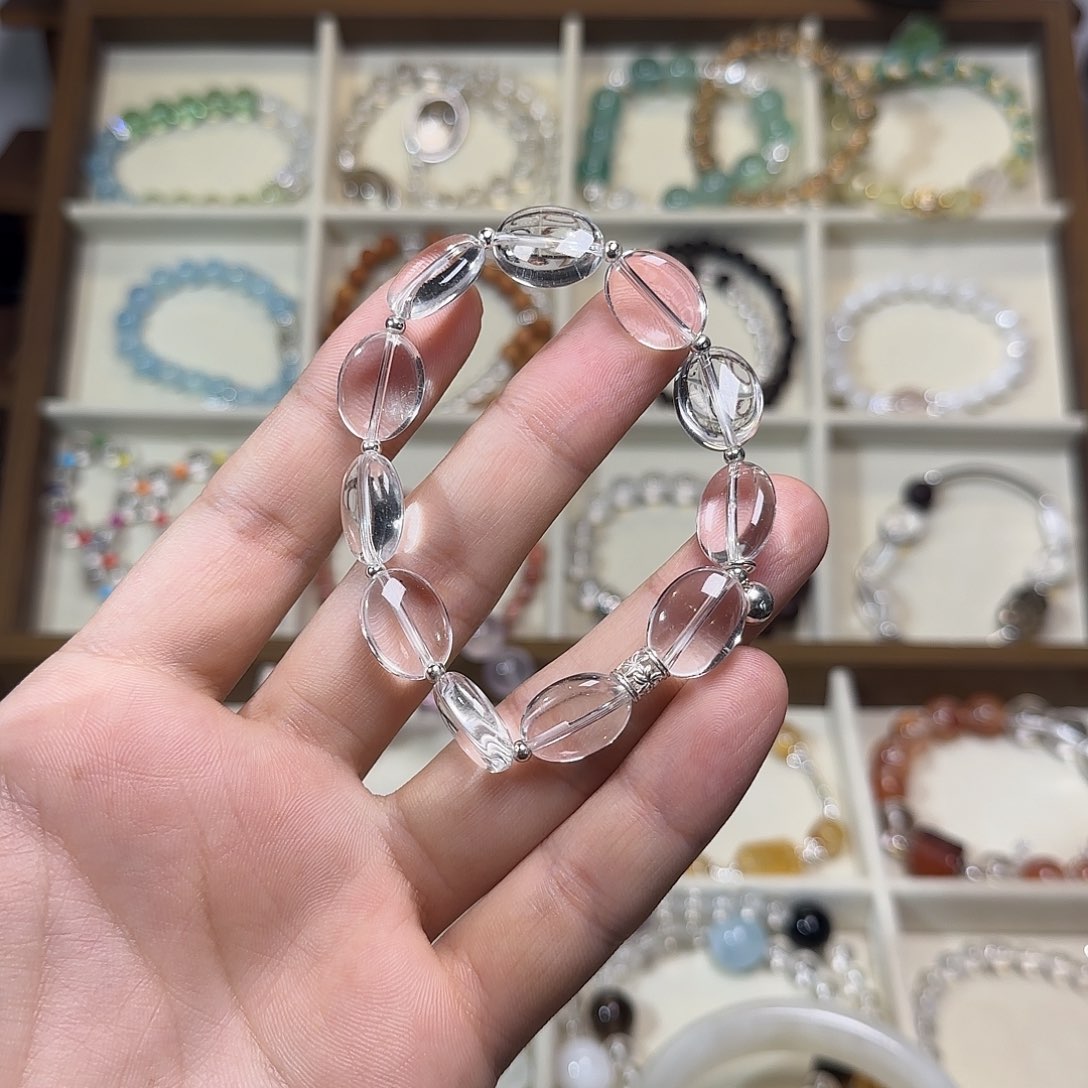 水晶手链银S925镶嵌手链