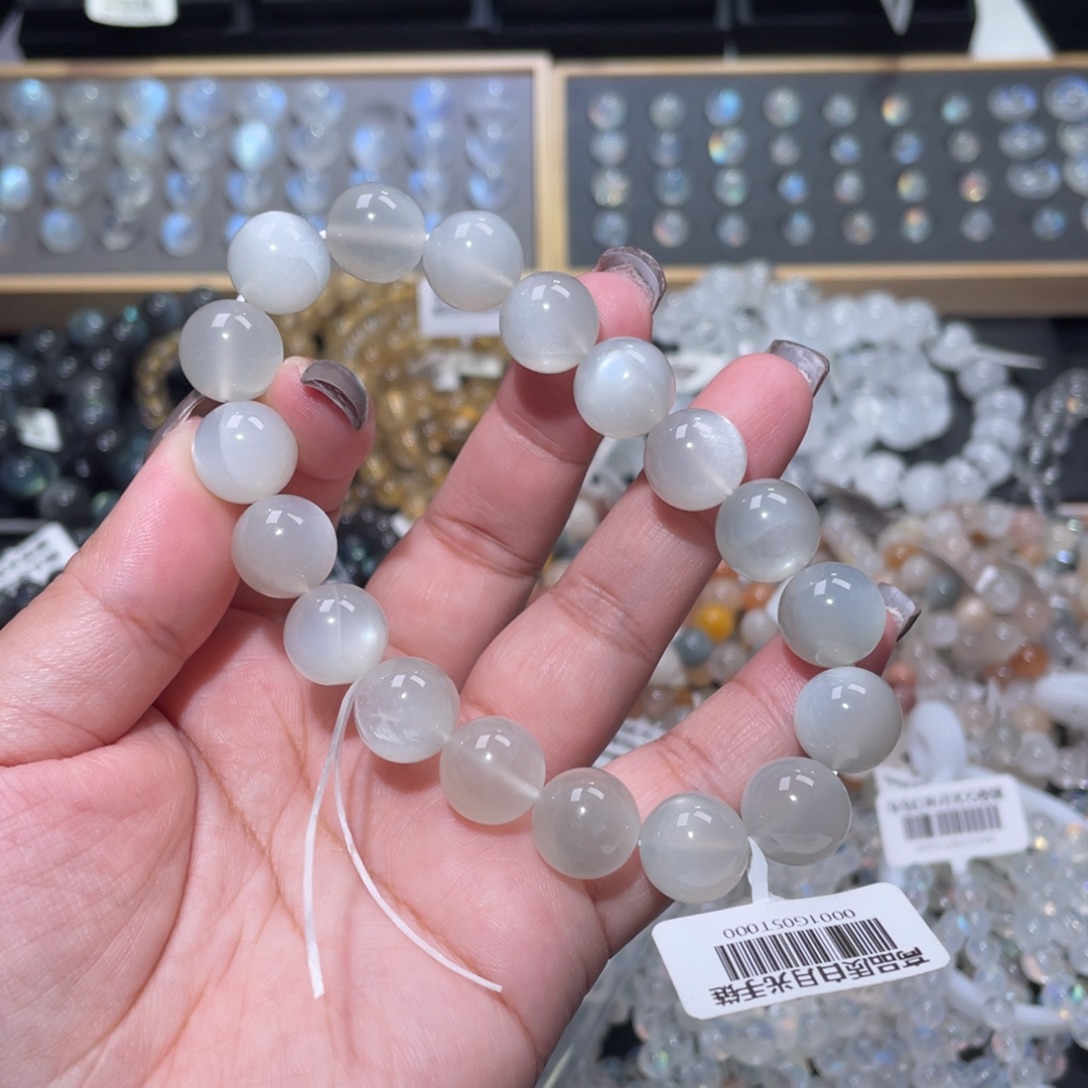 小***」手链未镶嵌长石白月光手链12mm+