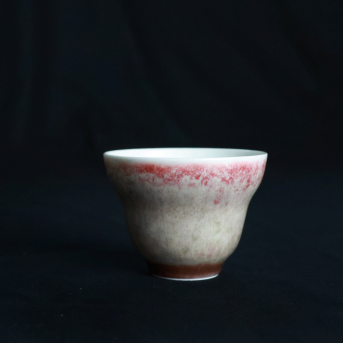 B020景德镇纯手工豇豆红釉葫芦杯