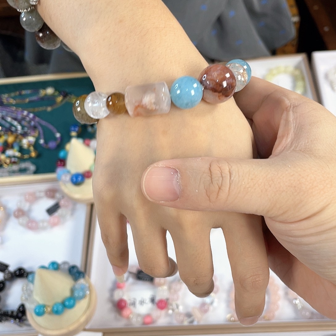 水晶手链银S925镀金镶嵌