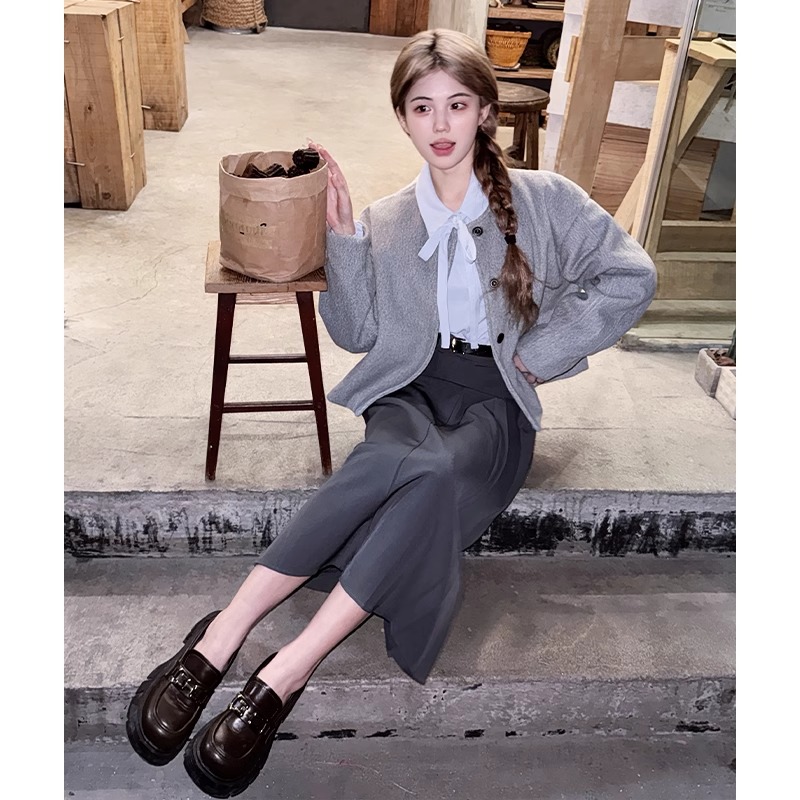 2025新款复古港风时尚小香风高腰复古开衫上衣秋季外套7039