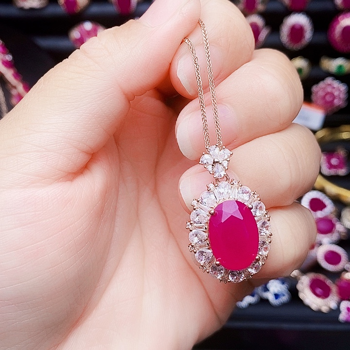 颈饰红宝石银S925镶嵌