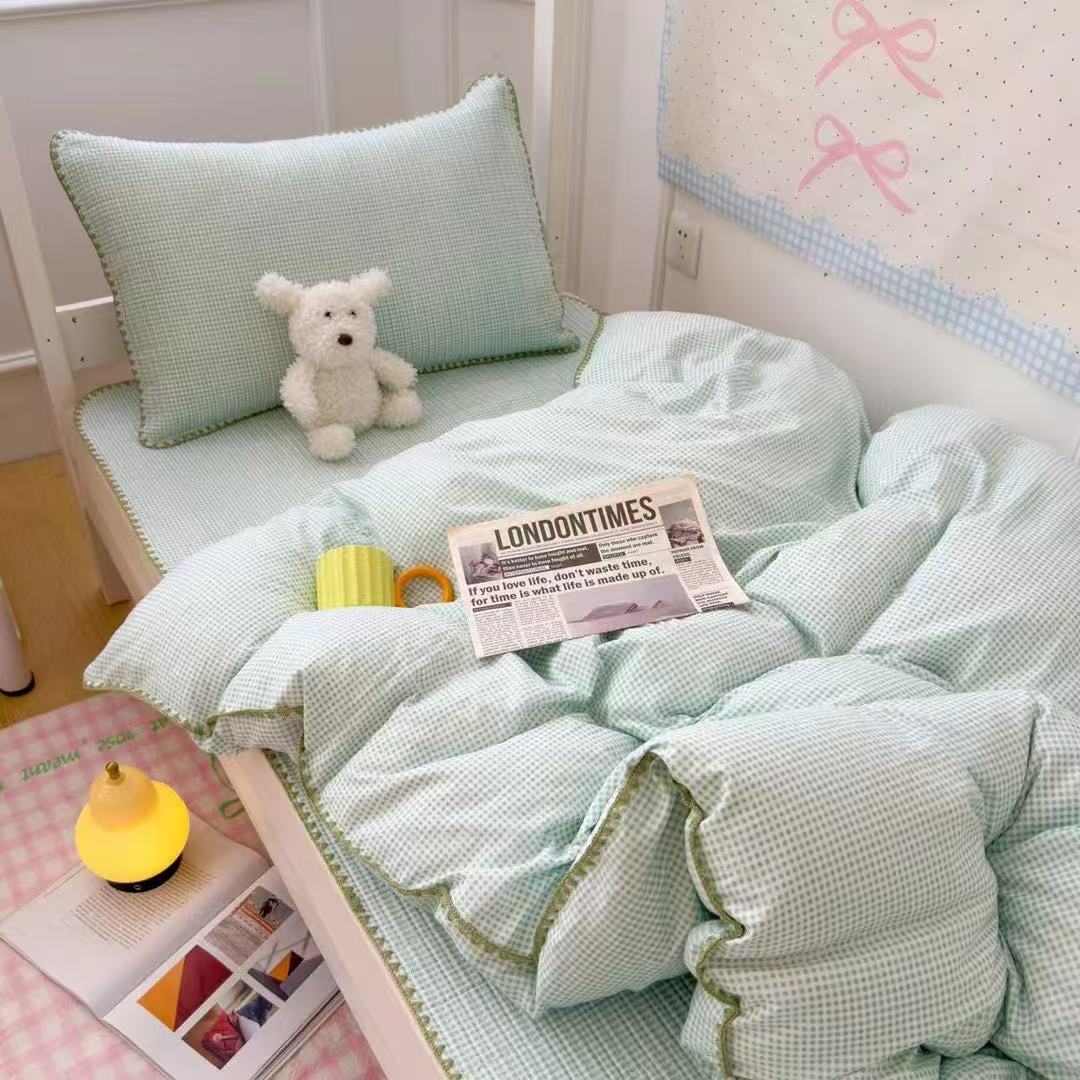 【100*200专版定制~学生党必入】双面小格精包边宿舍床盖沙发垫防滑