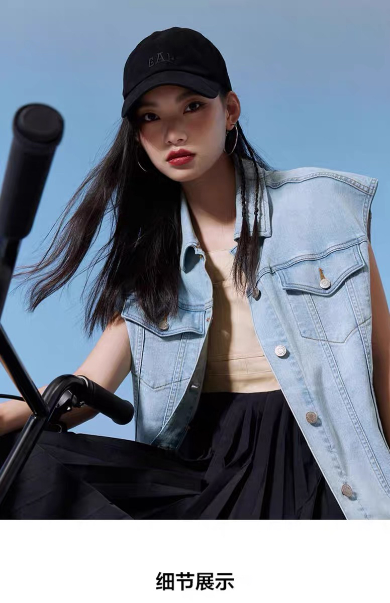 MTWS春夏秋季 女装牛仔马甲 无袖坎肩牛仔外套