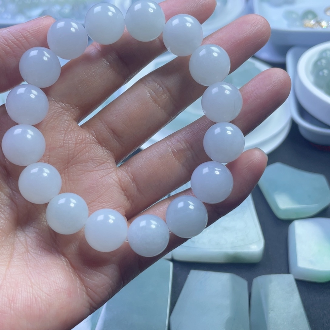 翡翠未镶嵌手链卡12圆珠16颗