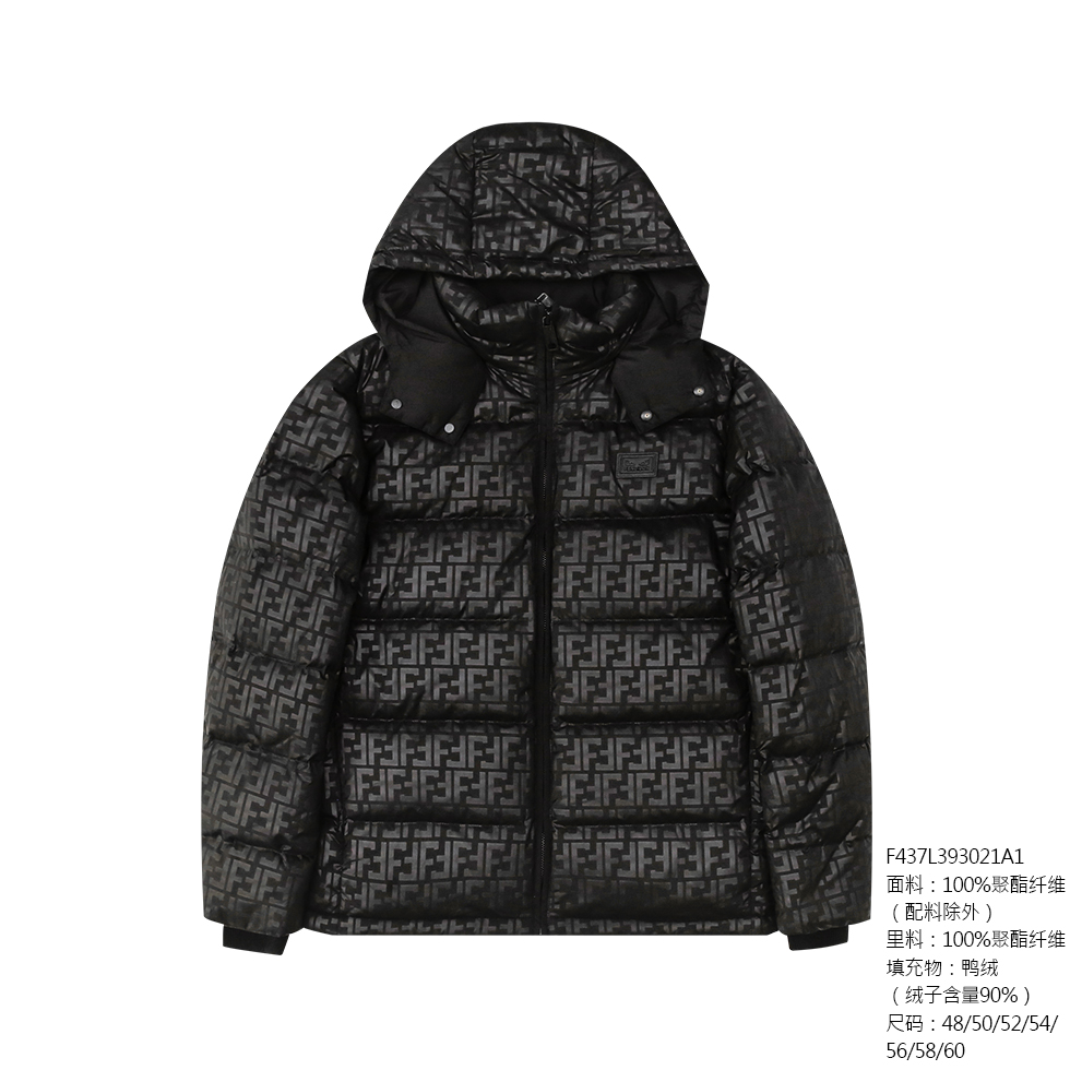 FENDILOR小怪兽经典羽绒服男士冬季衣服保暖外套 F437L393021A